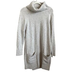 MILLY Speckled Cowl Neck Sweater Dress Pockets Wool Blend Size Medium